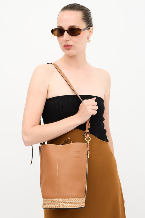 Loewe X Paula's Ibiza Leather Gate Bucket Bag