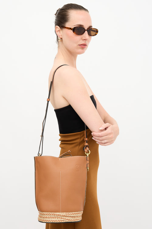 Loewe X Paula's Ibiza Leather Gate Bucket Bag