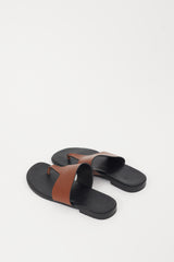Loewe X Paulas Ibiza Black & Brown Leather Anagram Sandal