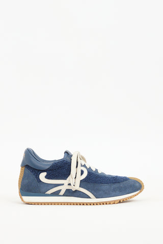 Loewe Navy Suede & Terry Cloth Flow Sneaker