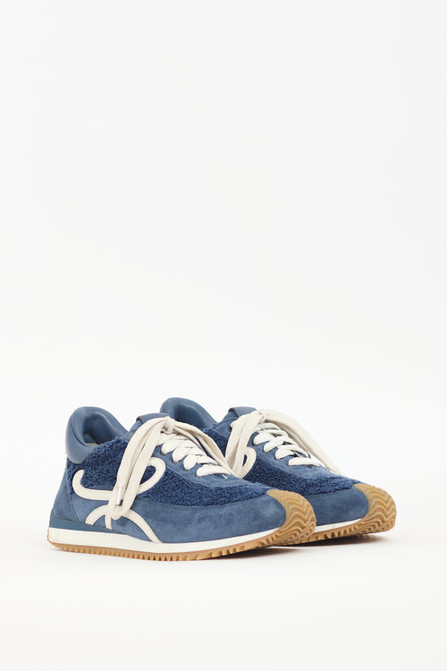 Loewe Navy Suede & Terry Cloth Flow Sneaker