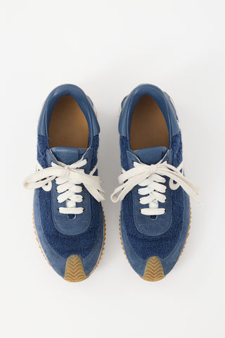 Loewe Navy Suede & Terry Cloth Flow Sneaker