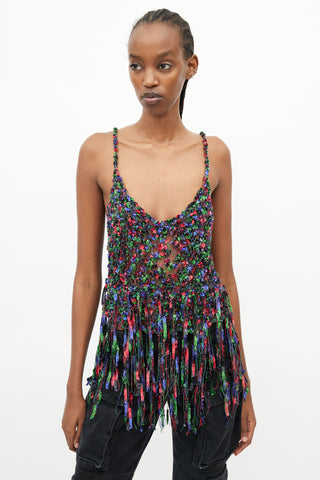 Loewe x Paula's Ibiza Multi Color Metallic Fringe Top