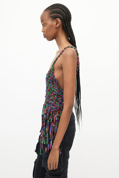 Loewe x Paula's Ibiza Multi Color Metallic Fringe Top