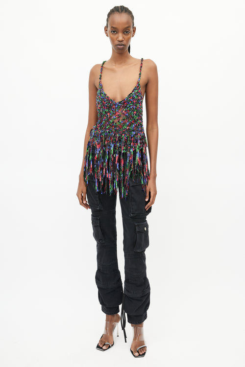 Loewe x Paula's Ibiza Multi Color Metallic Fringe Top