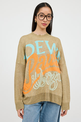 Loewe x Paula's Ibiza Beige & Multicolour Logo Sweater