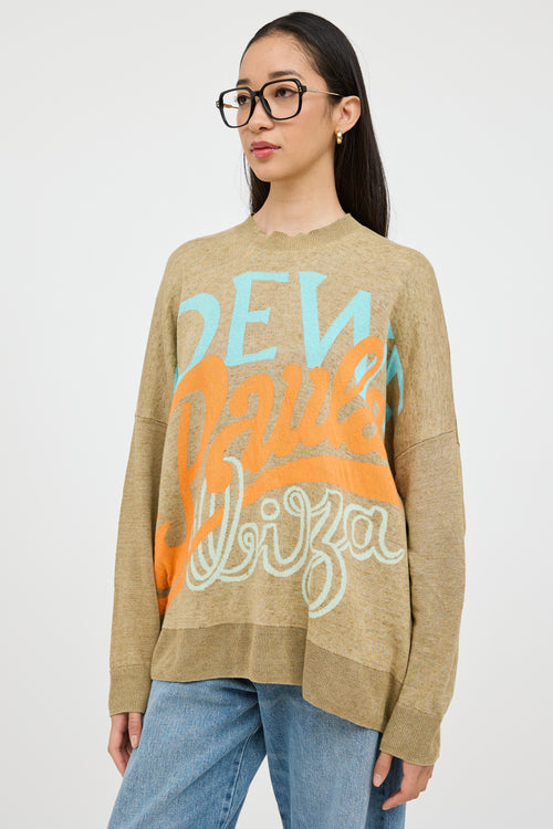 Loewe x Paula's Ibiza Beige & Multicolour Logo Sweater