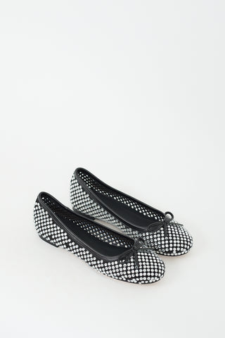 Lola Cruz Black & Silver Rhinestone Sacha Flat