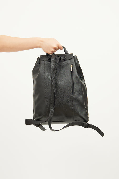 Longchamp Black Leather Le Foulonne Backpack