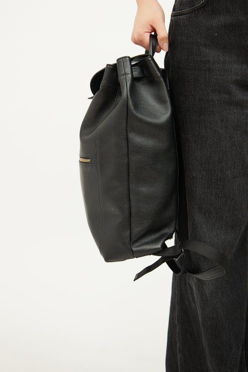 Longchamp Black Leather Le Foulonne Backpack