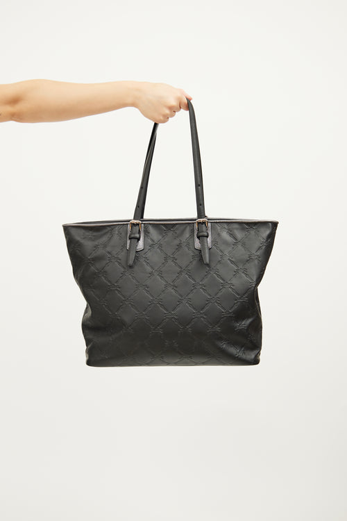 Longchamp Black Monogram Leather Tote Bag