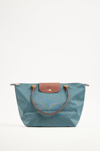 Longchamp Blue Nylon Le Pliage M Tote