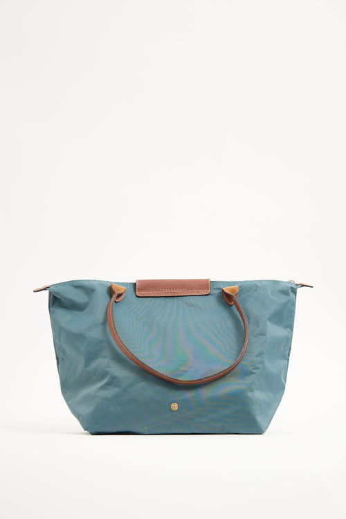 Longchamp Blue Nylon Le Pliage M Tote