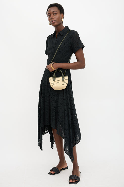 Longchamp Leather & Canvas Le Panier Pliage XS Bag