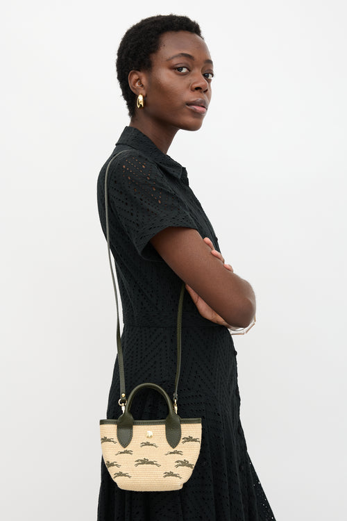 Longchamp Leather & Canvas Le Panier Pliage XS Bag