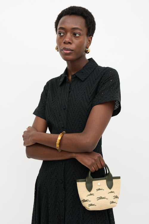 Longchamp Leather & Canvas Le Panier Pliage XS Bag