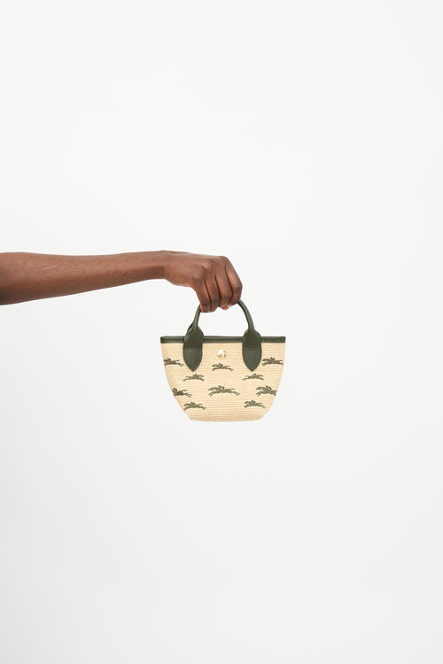 Longchamp Leather & Canvas Le Panier Pliage XS Bag