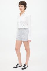 Longchamp White & Blue Striped Shorts