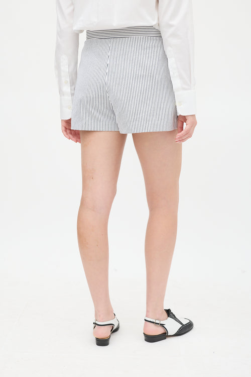 Longchamp White & Blue Striped Shorts