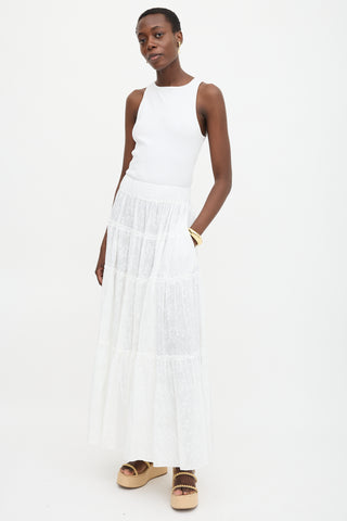 Loretta Caponi Floral Embroidered Bibi Skirt