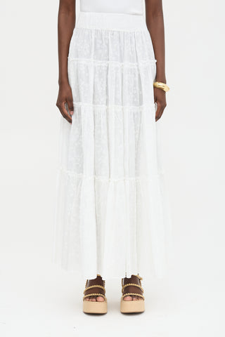 Loretta Caponi Floral Embroidered Bibi Skirt