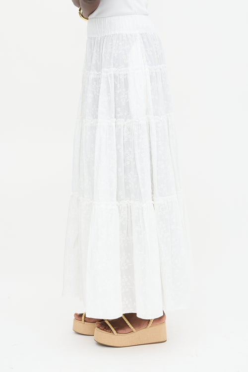 Loretta Caponi Floral Embroidered Bibi Skirt