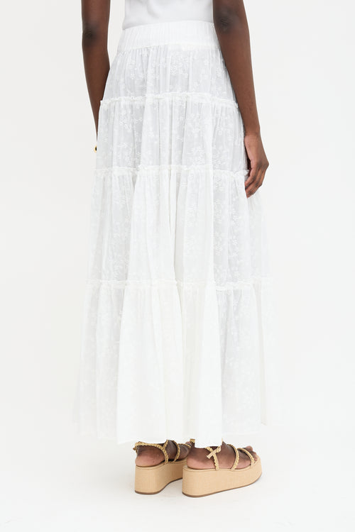 Loretta Caponi Floral Embroidered Bibi Skirt