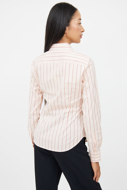 Loro Piana Pink & Brown Striped Button  Top