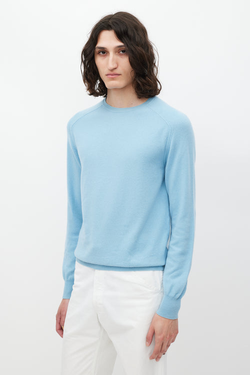 Loro Piana Blue Cashmere Knit Sweater