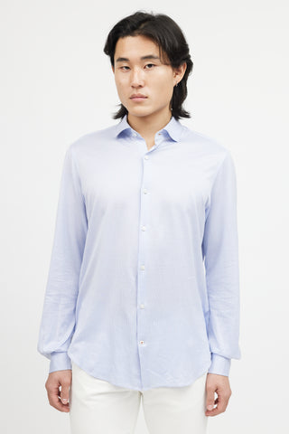 Loro Piana Blue & White Houndstooth Shirt