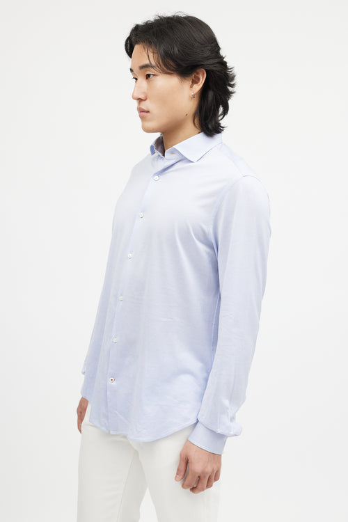 Loro Piana Blue & White Houndstooth Shirt