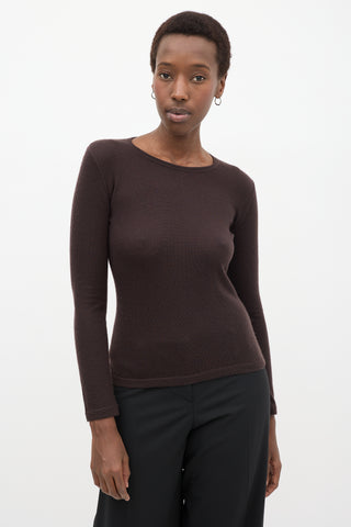 Brown Cashmere Knit Top