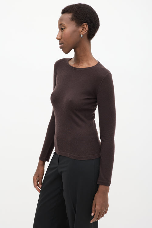 Brown Cashmere Knit Top