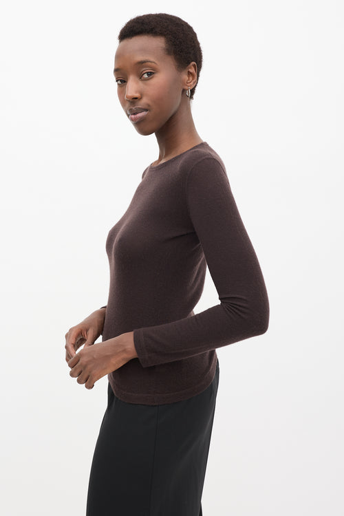 Brown Cashmere Knit Top