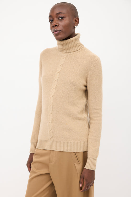 Loro Piana Brown Cashmere Turtleneck Sweater