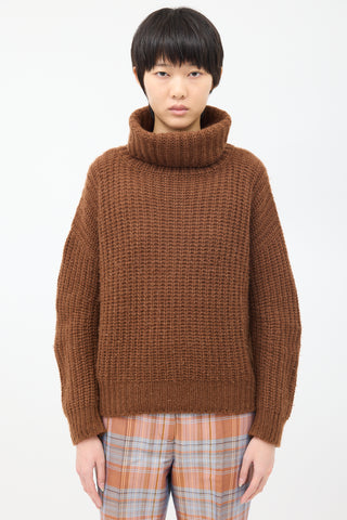 Loro Piana Brown Cashmere Turtleneck Sweater