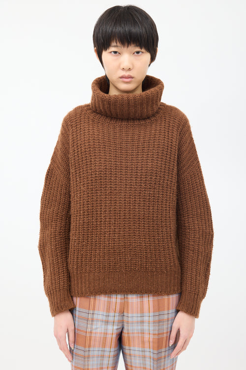 Loro Piana Brown Cashmere Turtleneck Sweater