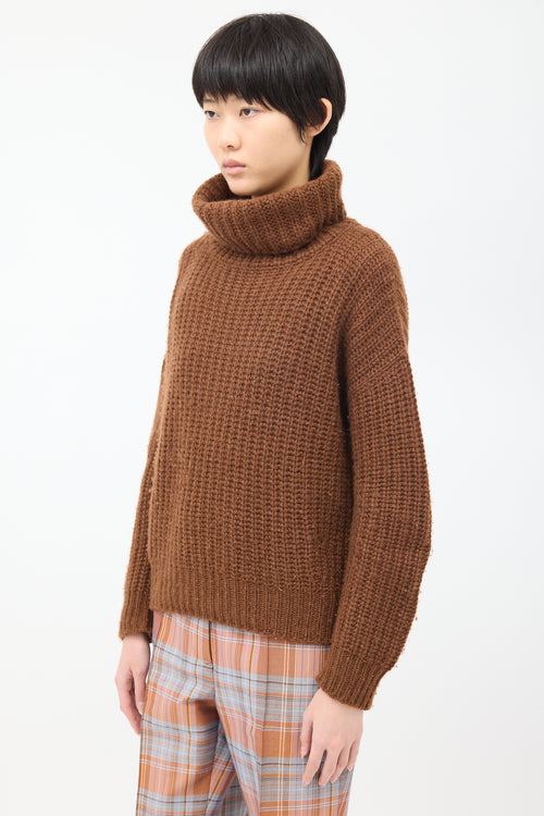 Loro Piana Brown Cashmere Turtleneck Sweater