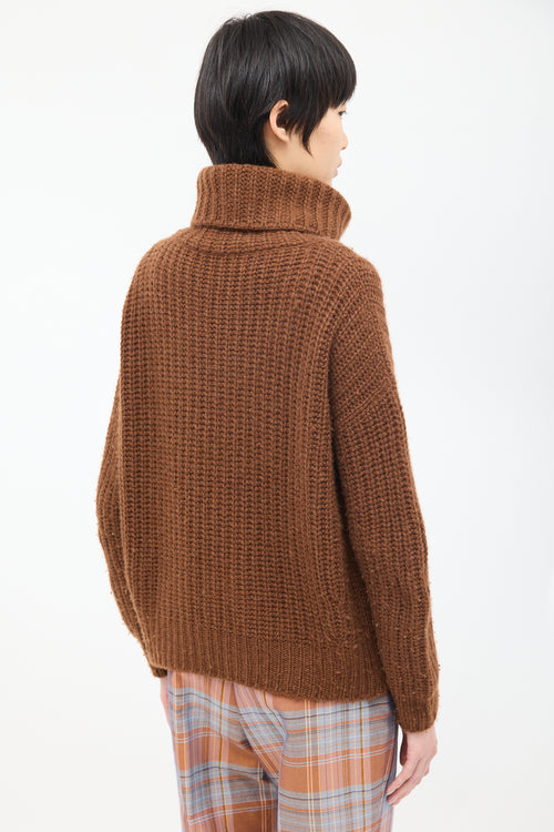 Loro Piana Brown Cashmere Turtleneck Sweater