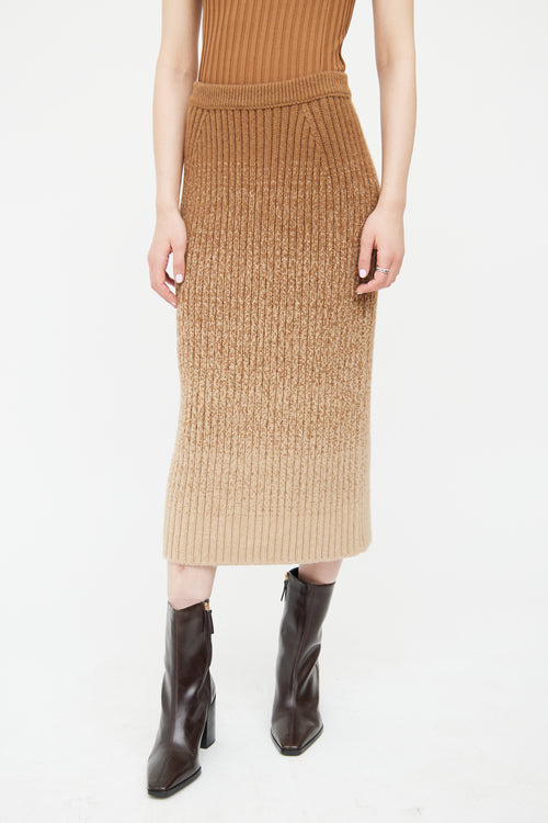 Loro Piana Brown Ombre Cashmere Knit Skirt