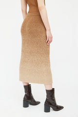 Loro Piana Brown Ombre Cashmere Knit Skirt