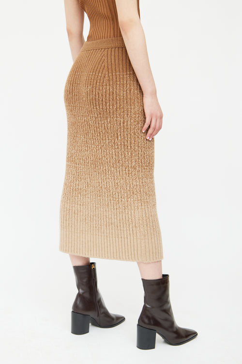 Loro Piana Brown Ombre Cashmere Knit Skirt