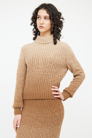 Loro Piana Brown Ombre Cashmere Knit Sweater