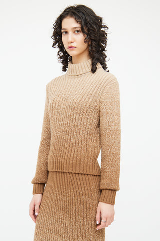 Loro Piana Brown Ombre Cashmere Knit Sweater