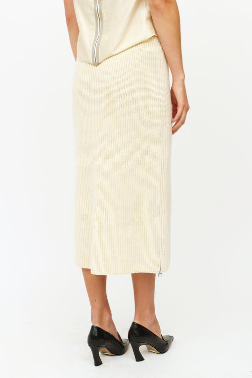 Loro Piana Cream Cashmere Knit Skirt