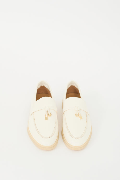 Loro Piana Cream Leather Summer Charms Walk Loafer