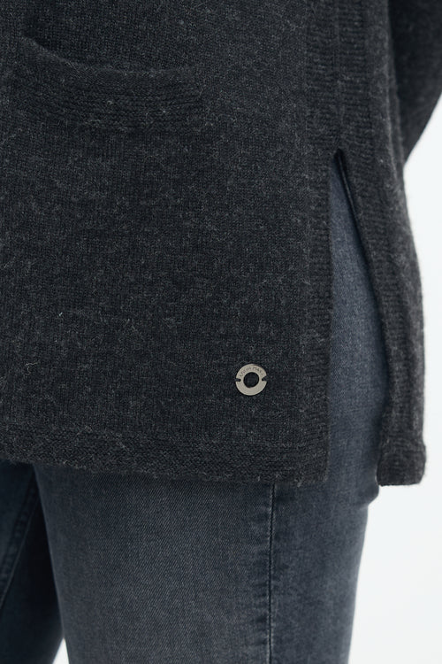 Loro Piana Dark Grey Cashmere Open Front Cardigan