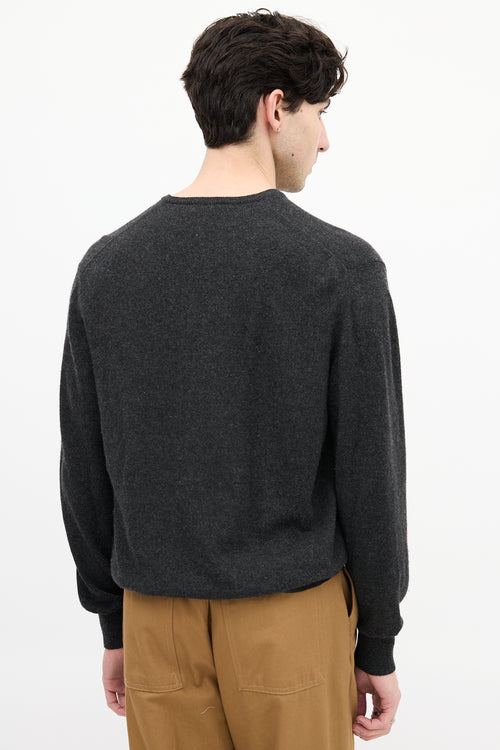 Loro Piana Dark Grey Cashmere V-Neck Sweater