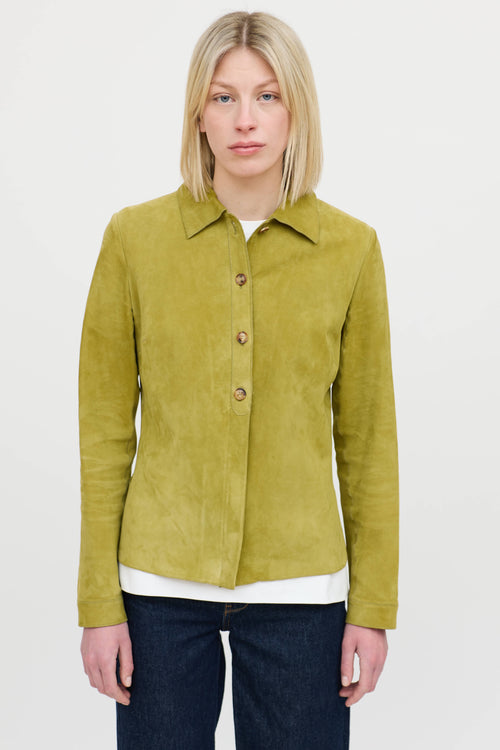 Loro PianaSuede Zip Button Up  Shirt