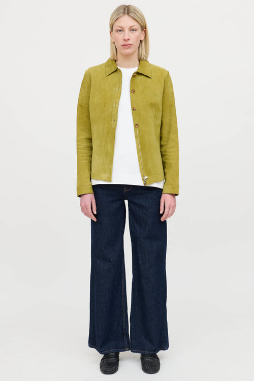 Loro PianaSuede Zip Button Up  Shirt